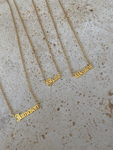 Load image into Gallery viewer, GOTHIC NAME NECKLACE ON DAINTY CHAIN