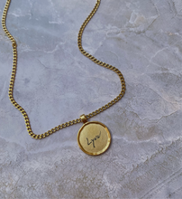 Load image into Gallery viewer, coin engraved handwriting necklace  *read description*
