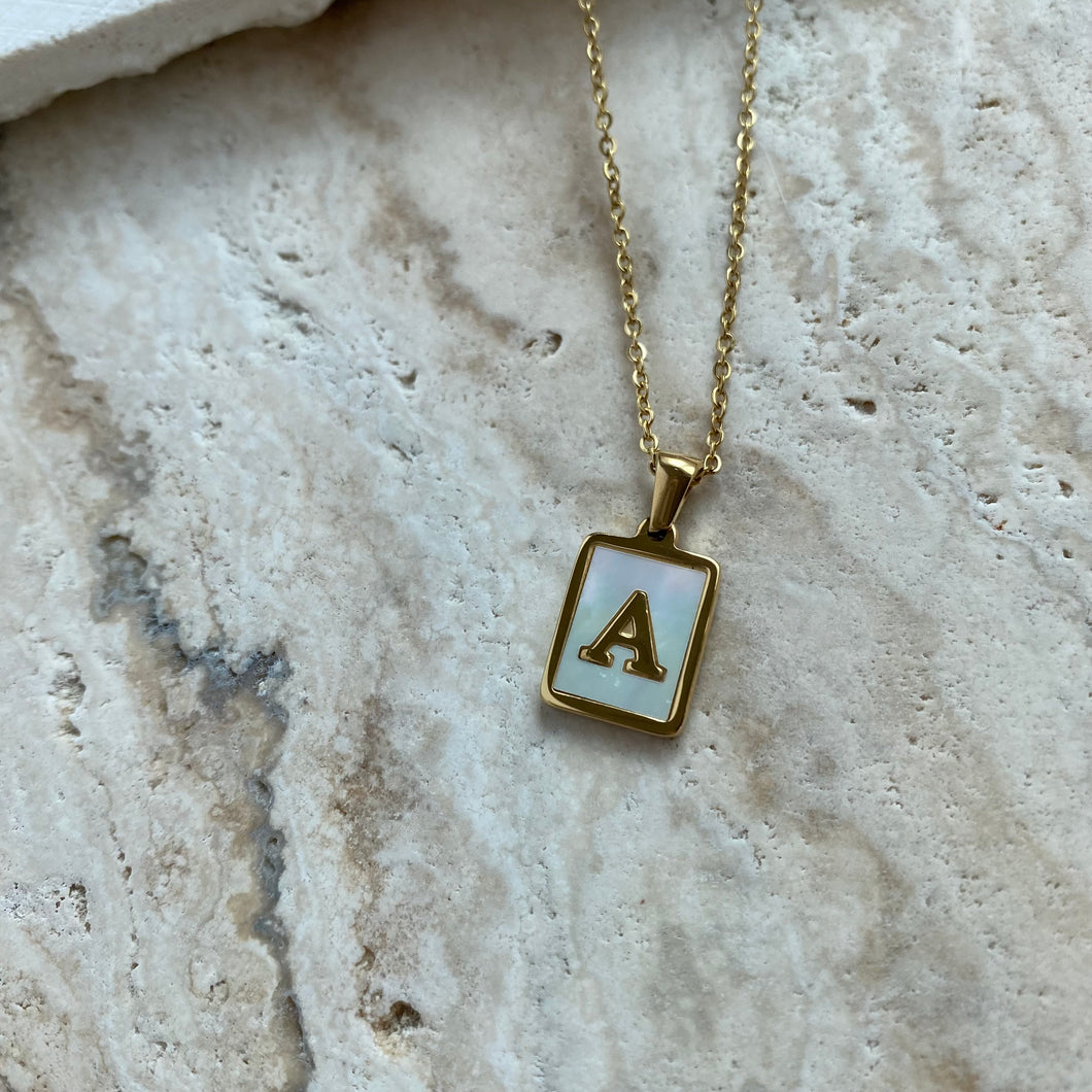 OPAL PEARL INITIAL PENDNT NECKLACE